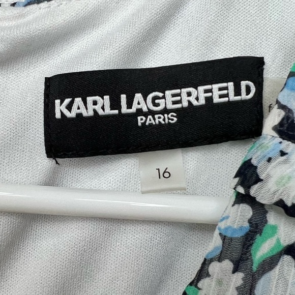 Karl Lagerfeld Paris Women's Floral Tie Ruffle Dress - Picture 5 of 13